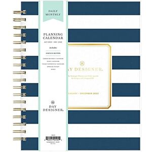 Blue Sky Day Designer for 2022 Daily & Monthly Planner, 8' x 10', Frosted Flexible Cover, Wirebound, Navy Stripe (103622-22) Blue Sky Day Designer for 2022 Daily & Monthly Planner, 8' x 10', Frosted Flexible Cover, Wirebound, Navy Stripe (103622-22)
