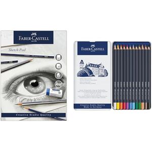 Goldfaber, Colour Pencil Set, Tin Of 12 & Sketch Pad, A5, Gummed Paper Pad 100 GSM, 50 Sheets Goldfaber, Colour Pencil Set, Tin Of 12 & Sketch Pad, A5, Gummed Paper Pad 100 GSM, 50 Sheets