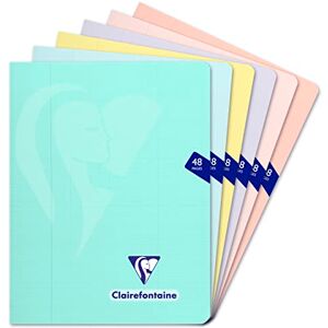 Clairefontaine 308751C Set of 10 Mimesys PASTEL Stapled Notebooks 17x22 cm 48 Seyes Ruled Pages White Paper 90 g Opaque Polypro Cover Random Colours Clairefontaine 308751C Set of 10 Mimesys PASTEL Stapled Notebooks 17x22 cm 48 Seyes Ruled Pages White Paper 90 g Opaque Polypro Cover Random Colours