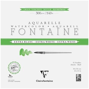 Clairefontaine 976086C Bloc Encollé 4 Côtés Fontaine Extra Blanc Grain Torchon 30x30cm 300g 15 Feuilles Papier Aquarelle Extra Blanc 100% Coton Qualité Professionnelle Clairefontaine 976086C Bloc Encollé 4 Côtés Fontaine Extra Blanc Grain Torchon 30x30cm 300g 15 Feuilles Papier Aquarelle Extra Blanc 100% Coton Qualité Professionnelle