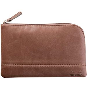 Rhodia 116524C Faux Leather Zippered Pouch Chocolate Size S (11 x 17 cm) Genuine Stitching Orange Fabric Inside Storage for Documents, Small Supplies Rhodia 116524C Faux Leather Zippered Pouch Chocolate Size S (11 x 17 cm) Genuine Stitching Orange Fabric Inside Storage for Documents, Small Supplies