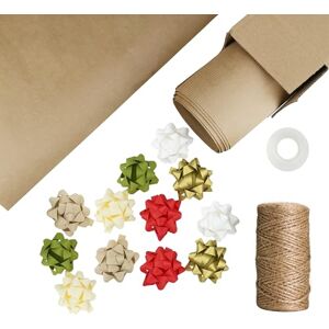 LEVIATAN Gift Wrapping Set - 10x Wrapping Paper, 12x Self-Adhesive Stars, Jute Cord 50 m - Gift Wrap S LEVIATAN Gift Wrapping Set - 10x Wrapping Paper, 12x Self-Adhesive Stars, Jute Cord 50 m - Gift Wrap S