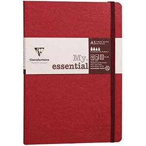 Clairefontaine 793462C Collection Age Bag One Stitched My.Essential Stitched Elastic Notebook Red A5 14,8x21 cm 192 Numbered Lined Pages 90 g Ivory Paper Grain Leather Glossy Hardcover Clairefontaine 793462C Collection Age Bag One Stitched My.Essential Stitched Elastic Notebook Red A5 14,8x21 cm 192 Numbered Lined Pages 90 g Ivory Paper Grain Leather Glossy Hardcover