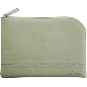 Rhodia 116633C Faux Leather Zipped Pouch Celadon Size M (16 x 22 cm) Genuine Stitching Orange Fabric Inside Storage Documents, Small Supplies Rhodia 116633C Faux Leather Zipped Pouch Celadon Size M (16 x 22 cm) Genuine Stitching Orange Fabric Inside Storage Documents, Small Supplies