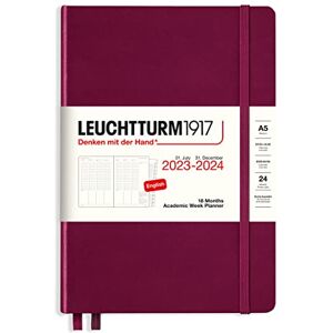 LEUCHTTURM1917 367553 Academic Weekly Planner Medium (A5) 2024, 18 Months, Port Red, English LEUCHTTURM1917 367553 Academic Weekly Planner Medium (A5) 2024, 18 Months, Port Red, English