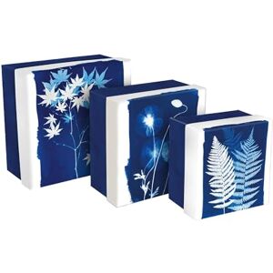 Clairefontaine 83514C Set of 3 Square Multipurpose Gigantic Storage Boxes Floral/Cyanotype Cardboard 25x25x12cm 20x20x11cm 16x16x10cm Cyanotype Collection Clairefontaine 83514C Set of 3 Square Multipurpose Gigantic Storage Boxes Floral/Cyanotype Cardboard 25x25x12cm 20x20x11cm 16x16x10cm Cyanotype Collection