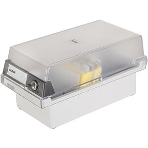 HAN 967-S-631, Card filing box Special Edition A7 landscape. Innovative, attractive design holds 800 cards with lock, readjustable lid supplied with large inscription label, light-grey-translucent HAN 967-S-631, Card filing box Special Edition A7 landscape. Innovative, attractive design holds 800 cards with lock, readjustable lid supplied with large inscription label, light-grey-translucent
