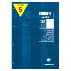 Clairefontaine 58199CPack of 5 Coursepads "CORNELL notes" Glued Perforated Petrol Blue A4 21x29,7 cm 200 Seyes Ruled Pages White Paper 90 g Laminated Card Cover Clairefontaine 58199CPack of 5 Coursepads "CORNELL notes" Glued Perforated Petrol Blue A4 21x29,7 cm 200 Seyes Ruled Pages White Paper 90 g Laminated Card Cover