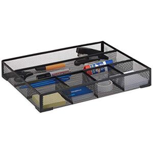 Relaxdays Desk Organiser, Non-Slip Drawer Insert with 6 Compartments, Metal Mesh, HWD: 6x38x30 cm, Black Relaxdays Desk Organiser, Non-Slip Drawer Insert with 6 Compartments, Metal Mesh, HWD: 6x38x30 cm, Black