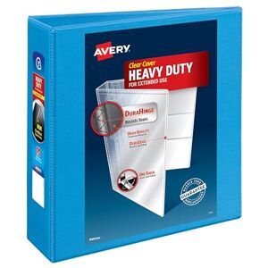 Avery Heavy-Duty View 3 Ring Binder, 3" One Touch Slant Rings, Holds 8.5" x 11" Paper, 1 Light Blue Binder (05601) Avery Heavy-Duty View 3 Ring Binder, 3" One Touch Slant Rings, Holds 8.5" x 11" Paper, 1 Light Blue Binder (05601)