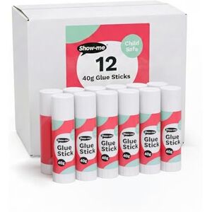 SHOW-ME Glue Sticks for School & Crafts 40g Child-Safe Paper Glue with Strong Hold Washable, Non-Toxic PVP Formula Classroom & Scrapbooking Supplies, 12 Pack SHOW-ME Glue Sticks for School & Crafts 40g Child-Safe Paper Glue with Strong Hold Washable, Non-Toxic PVP Formula Classroom & Scrapbooking Supplies, 12 Pack