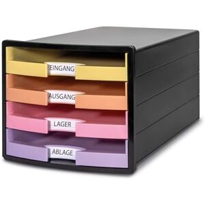 HAN Impuls 2.0 Drawer Box with 4 Open Storage Drawers for DIN A4/C4, Desk Drawer Including Labelling Labels, Pull-Out Lock, Furniture-Friendly Rubber Feet, Premium Quality, 1013-139, Black/Pastel HAN Impuls 2.0 Drawer Box with 4 Open Storage Drawers for DIN A4/C4, Desk Drawer Including Labelling Labels, Pull-Out Lock, Furniture-Friendly Rubber Feet, Premium Quality, 1013-139, Black/Pastel