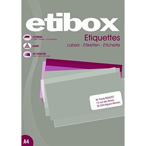 ETIBOX 119768-1000 White Labels - 105 x 57 mm - Laser, Inkjet, Copier - Right Corners ETIBOX 119768-1000 White Labels - 105 x 57 mm - Laser, Inkjet, Copier - Right Corners
