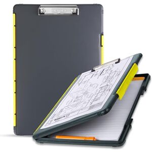 Dexas Storage Clipboard, Legal Size, Gray with Yellow Clip, 15.5" x 10.5" x 1 Dexas Storage Clipboard, Legal Size, Gray with Yellow Clip, 15.5" x 10.5" x 1