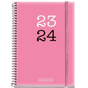 Miquelrius Agenda Year 23-24, September 2023 to August 2024, 12 Months, Size 11.8 x 17.5 cm, Day Page, College Rosa, Spanish-English Miquelrius Agenda Year 23-24, September 2023 to August 2024, 12 Months, Size 11.8 x 17.5 cm, Day Page, College Rosa, Spanish-English