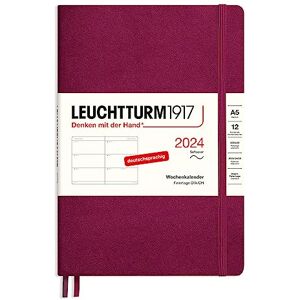 LEUCHTTURM1917 367657 Weekly Planner Medium (A5) 2024, Soft Cover, Port Red, German, 12 Months LEUCHTTURM1917 367657 Weekly Planner Medium (A5) 2024, Soft Cover, Port Red, German, 12 Months