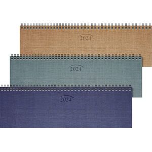 BRUNNEN Weekly calendar model 777 2024, Desk Planner, 2 pages = 1 week, sheet size 32.6 x 10.2 cm, blue, silver, copper BRUNNEN Weekly calendar model 777 2024, Desk Planner, 2 pages = 1 week, sheet size 32.6 x 10.2 cm, blue, silver, copper