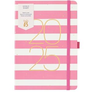 Busy B 2025 Diary Weekly Goals Planner A5 Pink Stripe with Elastic Band Week to View Daily Life Organiser Monthly Overview, Inspirational Quotes & Stickers Compact 2025 Diary for Productivity Busy B 2025 Diary Weekly Goals Planner A5 Pink Stripe with Elastic Band Week to View Daily Life Organiser Monthly Overview, Inspirational Quotes & Stickers Compact 2025 Diary for Productivity