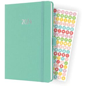 Sigel J4409 Weekly planner Jolie 2024, FSC-certified, 2 pages equal to 1 week, hardcover with a fabric surface, approx. A5, mint Green, 174 pages Sigel J4409 Weekly planner Jolie 2024, FSC-certified, 2 pages equal to 1 week, hardcover with a fabric surface, approx. A5, mint Green, 174 pages