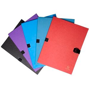 Exacompta Ref. 21590E Box of 10 stretch-back folders in N'clip color varnished canvas paper 1 flap very practical clip closure size 24 x 32 cm for A4 assorted colors Exacompta Ref. 21590E Box of 10 stretch-back folders in N'clip color varnished canvas paper 1 flap very practical clip closure size 24 x 32 cm for A4 assorted colors