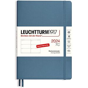 LEUCHTTURM1917 367663 Weekly Planner Medium (A5) 2024, Soft Cover, Stone Blue, German, 12 Months LEUCHTTURM1917 367663 Weekly Planner Medium (A5) 2024, Soft Cover, Stone Blue, German, 12 Months