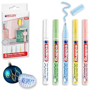 edding 751 gloss paint marker set white, yellow, green, rose, blue (pastel) 5 paint markers round nib 1-2 mm paint pen for glass, pebbles, wood, plastic, paper waterproof, high coverage edding 751 gloss paint marker set white, yellow, green, rose, blue (pastel) 5 paint markers round nib 1-2 mm paint pen for glass, pebbles, wood, plastic, paper waterproof, high coverage