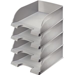 Leitz Plus Jumbo Letter Tray Wheelbarrow – Set of 4 Height 103 mm Silver Grey Leitz Plus Jumbo Letter Tray Wheelbarrow – Set of 4 Height 103 mm Silver Grey