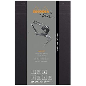 Rhodia TOUCH 116108C Block Gray Maya Pad A4+ 50 Sheets Clairefontaine Maya Plain Gray Paper 120 g/m for Calligraphy and Precise Drawing with Pencil, Liner, Pen Rhodia TOUCH 116108C Block Gray Maya Pad A4+ 50 Sheets Clairefontaine Maya Plain Gray Paper 120 g/m for Calligraphy and Precise Drawing with Pencil, Liner, Pen