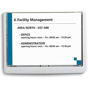 Durable Click Information Sign 210 x 148.5 mm White Door and Wall Sign Includes Fittings Ideal for Offices, Hotels, Public Buildings, etc. Durable Click Information Sign 210 x 148.5 mm White Door and Wall Sign Includes Fittings Ideal for Offices, Hotels, Public Buildings, etc.