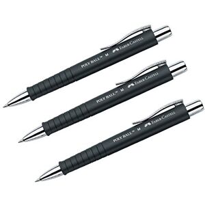 Faber Poly Ball 241199 Ballpoint Pen 0.5 mm M Ergonomic Triangular Shape Non-Slip Barrel with Metal Clip Indelible Black (Pack of 3) Faber Poly Ball 241199 Ballpoint Pen 0.5 mm M Ergonomic Triangular Shape Non-Slip Barrel with Metal Clip Indelible Black (Pack of 3)
