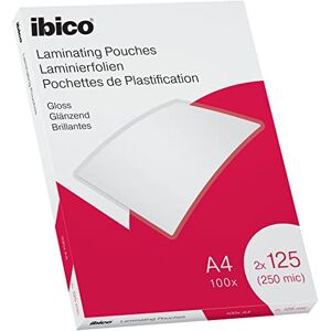 Ibico A4 Laminating Pouches, 250 Micron (2x125), High Document Protection & Durability, Pack of 100, Gloss Finish, Crystal Clear, 627318 Ibico A4 Laminating Pouches, 250 Micron (2x125), High Document Protection & Durability, Pack of 100, Gloss Finish, Crystal Clear, 627318