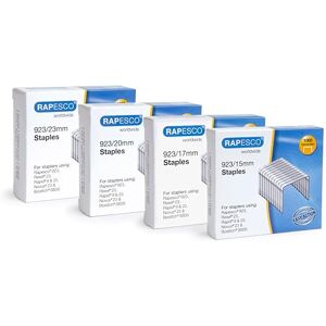 Rapesco 1318 Multipack Type 923 Galvanised Heavy Duty Staples, 15, 17, 20 and 23 mm, Pack of 4000 Rapesco 1318 Multipack Type 923 Galvanised Heavy Duty Staples, 15, 17, 20 and 23 mm, Pack of 4000