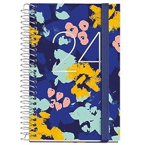 Miquelrius Annual Diary 2024, Day Page, Caddy Size 80 x 120 mm, Hard Cover, Spiral Binding, Elastic Closure, Catalan, English and Portuguese, Flowers with Stamping Silver Miquelrius Annual Diary 2024, Day Page, Caddy Size 80 x 120 mm, Hard Cover, Spiral Binding, Elastic Closure, Catalan, English and Portuguese, Flowers with Stamping Silver
