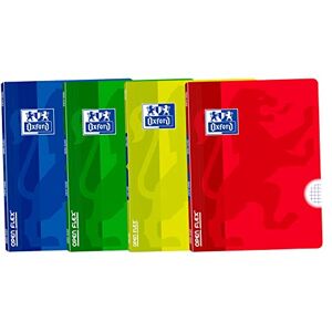 Oxford , A4 Stapled Notebooks, 4x4 Squares, Plastic Cover, 48 Sheets, Pack 4 Notebooks Without Spiral, Assorted Colours Oxford , A4 Stapled Notebooks, 4x4 Squares, Plastic Cover, 48 Sheets, Pack 4 Notebooks Without Spiral, Assorted Colours