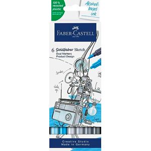 Goldfaber Sketch Markers Product Design 164806 Pack of 6 Alcohol Markers with Brush Tip and Fineliner Tip Goldfaber Sketch Markers Product Design 164806 Pack of 6 Alcohol Markers with Brush Tip and Fineliner Tip