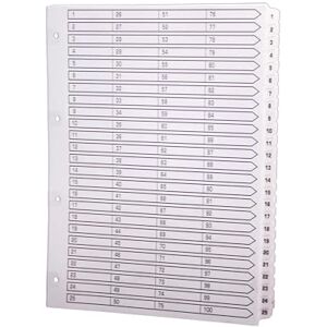 Exacompta Ref MWD1-100Z Box of 2 Indexes in White Card 160g/m2 FSC® with 100 Digitally Printed tabs from 1 to 100 and Laminated Printable Index Page File Size A4 Exacompta Ref MWD1-100Z Box of 2 Indexes in White Card 160g/m2 FSC® with 100 Digitally Printed tabs from 1 to 100 and Laminated Printable Index Page File Size A4
