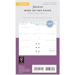 Filofax Personal Garden week to view 5 language 2026 diary 26-68492 Filofax Personal Garden week to view 5 language 2026 diary 26-68492