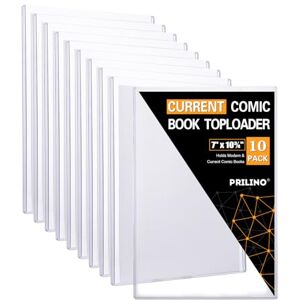 Prilino 10ct Current Comic Book Toploaders Modern Comic Book Toploader, Crystal Clear Regular Comic Book Topload, Premium PVC Comic Book Holder, Crystal Clear Protection for Display, Storage, Collection Prilino 10ct Current Comic Book Toploaders Modern Comic Book Toploader, Crystal Clear Regular Comic Book Topload, Premium PVC Comic Book Holder, Crystal Clear Protection for Display, Storage, Collection