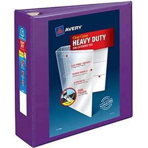 Avery Heavy-Duty View 3 Ring Binder, 3" One Touch EZD Rings, 1 Purple Binder (79810) Avery Heavy-Duty View 3 Ring Binder, 3" One Touch EZD Rings, 1 Purple Binder (79810)