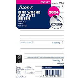 Filofax Calendar Insert Pocket 1 Week on 2 Pages Vertical (German) 2024 Filofax Calendar Insert Pocket 1 Week on 2 Pages Vertical (German) 2024