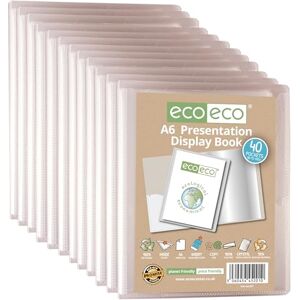 eco-eco A6 Size 50 Percent Recycled 40 Pocket Clear Presentation Display Book, Storage Case Portfolio Art Folder with Plastic Sleeves, Pack of 12 Folders, eco201x12 eco-eco A6 Size 50 Percent Recycled 40 Pocket Clear Presentation Display Book, Storage Case Portfolio Art Folder with Plastic Sleeves, Pack of 12 Folders, eco201x12