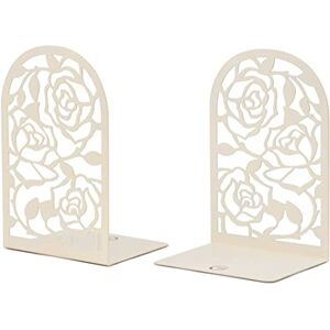 CNK Book Ends, Premium BookEnds for Book Shelves, Metal Book Ends for Home Office Heavy Books, Book Shelf Holder, Home Decorative, Book Stoppers, Book Holder Rose Bookend White CNK Book Ends, Premium BookEnds for Book Shelves, Metal Book Ends for Home Office Heavy Books, Book Shelf Holder, Home Decorative, Book Stoppers, Book Holder Rose Bookend White