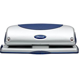 Rexel Precision 425 4 Hole Punch, 25 Sheet Capacity, Paper Alignment Indicator, Metal, Silver/Blue, 2100754 Rexel Precision 425 4 Hole Punch, 25 Sheet Capacity, Paper Alignment Indicator, Metal, Silver/Blue, 2100754