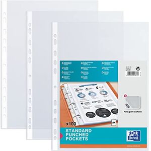 Oxford Pack of 10 Bags of 100 Perforated Pockets A4 Grained Polypropylene Transparent Oxford Pack of 10 Bags of 100 Perforated Pockets A4 Grained Polypropylene Transparent