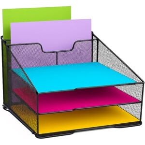 Techly 368062 Desk Organiser with 3 Trays and 2 Vertical Sections, Black Techly 368062 Desk Organiser with 3 Trays and 2 Vertical Sections, Black