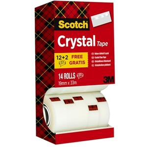 Scotch Crystal Clear Tape, Value Pack, 14 Rolls, 19 mm x 33 m Provides a Strong and Permanent Bond Scotch Crystal Clear Tape, Value Pack, 14 Rolls, 19 mm x 33 m Provides a Strong and Permanent Bond