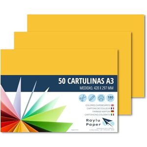 RAYLU PAPER ® A3 Card Pack of 50 180gsm 420x297mm Coloured A3 Card with Soft Touch Perfect for Binding, Office, Drawing and Crafts (Canary Yellow) RAYLU PAPER ® A3 Card Pack of 50 180gsm 420x297mm Coloured A3 Card with Soft Touch Perfect for Binding, Office, Drawing and Crafts (Canary Yellow)