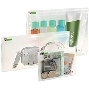 Leitz Small, Medium and Large Traveller Zip Pouch Set Complete Range, Plastic, Clear Leitz Small, Medium and Large Traveller Zip Pouch Set Complete Range, Plastic, Clear
