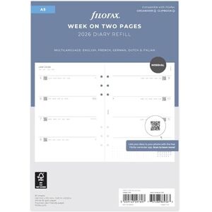 Filofax A5 Minimal week on two pages 5 language 2026 diary 26-68590 Filofax A5 Minimal week on two pages 5 language 2026 diary 26-68590