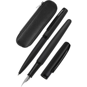 Online Set Eleganza Fountain Pen & Ballpen & Leather Case I Colour: Black I Nib Size M I Metal Clip I Retractable Biro I Fountain-Pen for Standard Ink Cartridges Or Converter I In Gift Box Online Set Eleganza Fountain Pen & Ballpen & Leather Case I Colour: Black I Nib Size M I Metal Clip I Retractable Biro I Fountain-Pen for Standard Ink Cartridges Or Converter I In Gift Box